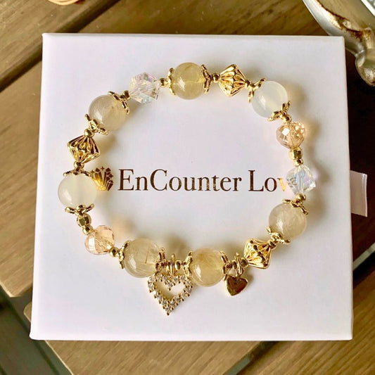 【璀璨金心】金髮晶。白瑪瑙(3尺寸可選)