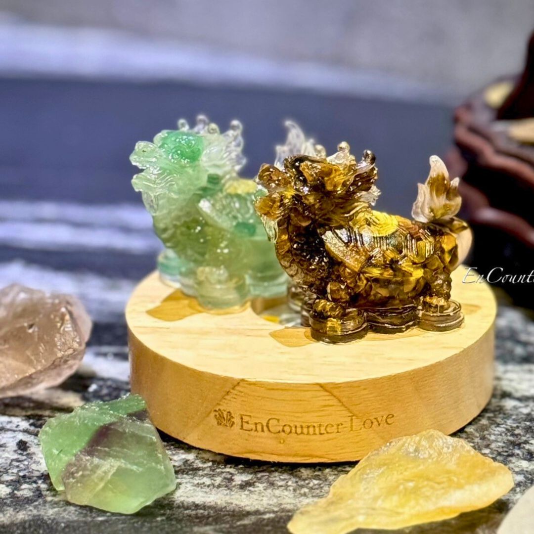 【水晶擺件】瑞獸龍龜(買就送 木質無線充電燈座)
