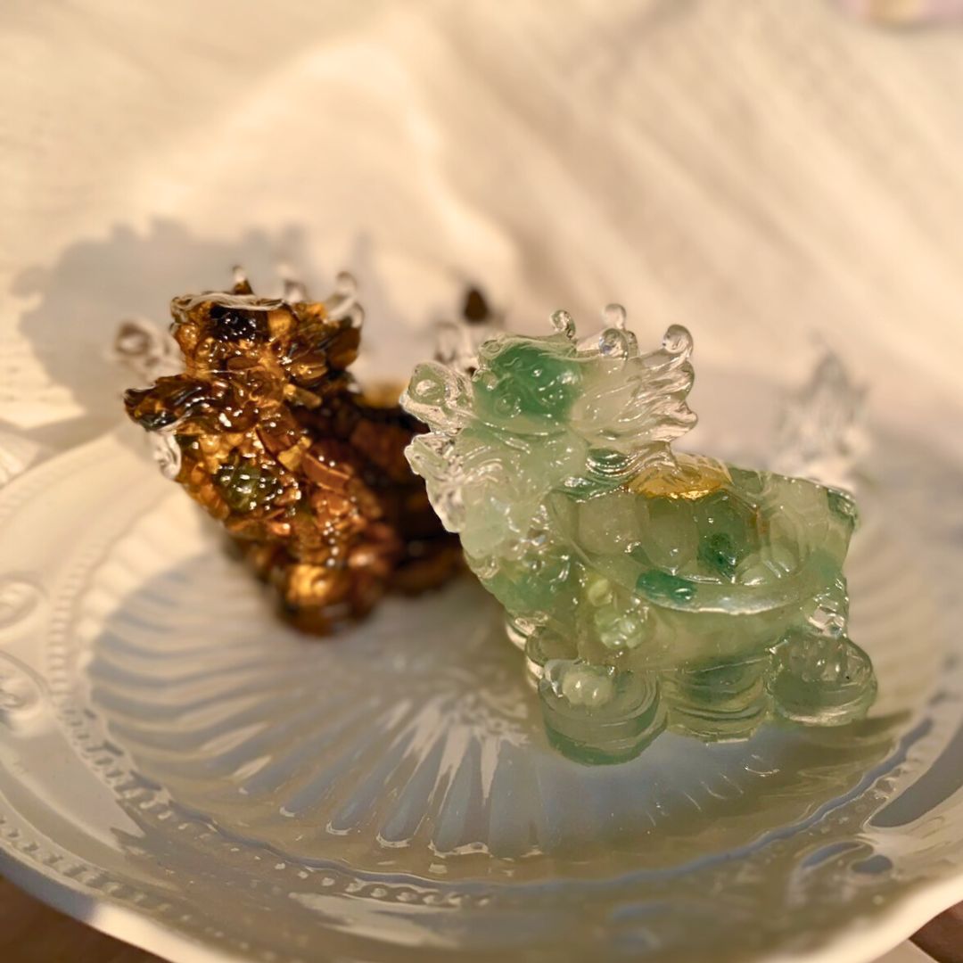 【水晶擺件】瑞獸龍龜(買就送 木質無線充電燈座)