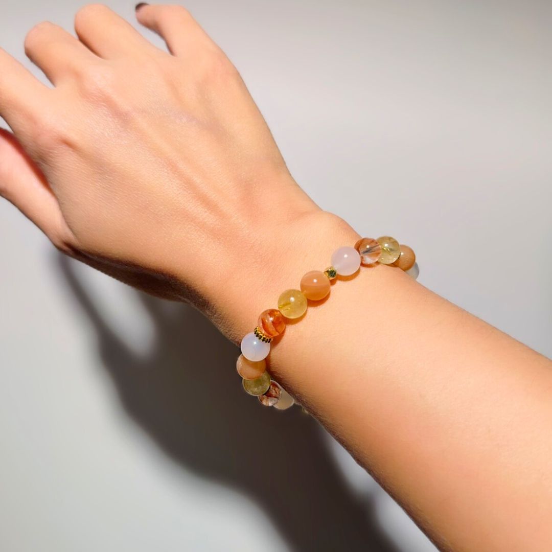 🆕【旭日】紅膠花。金髮晶。太陽石。白瑪瑙