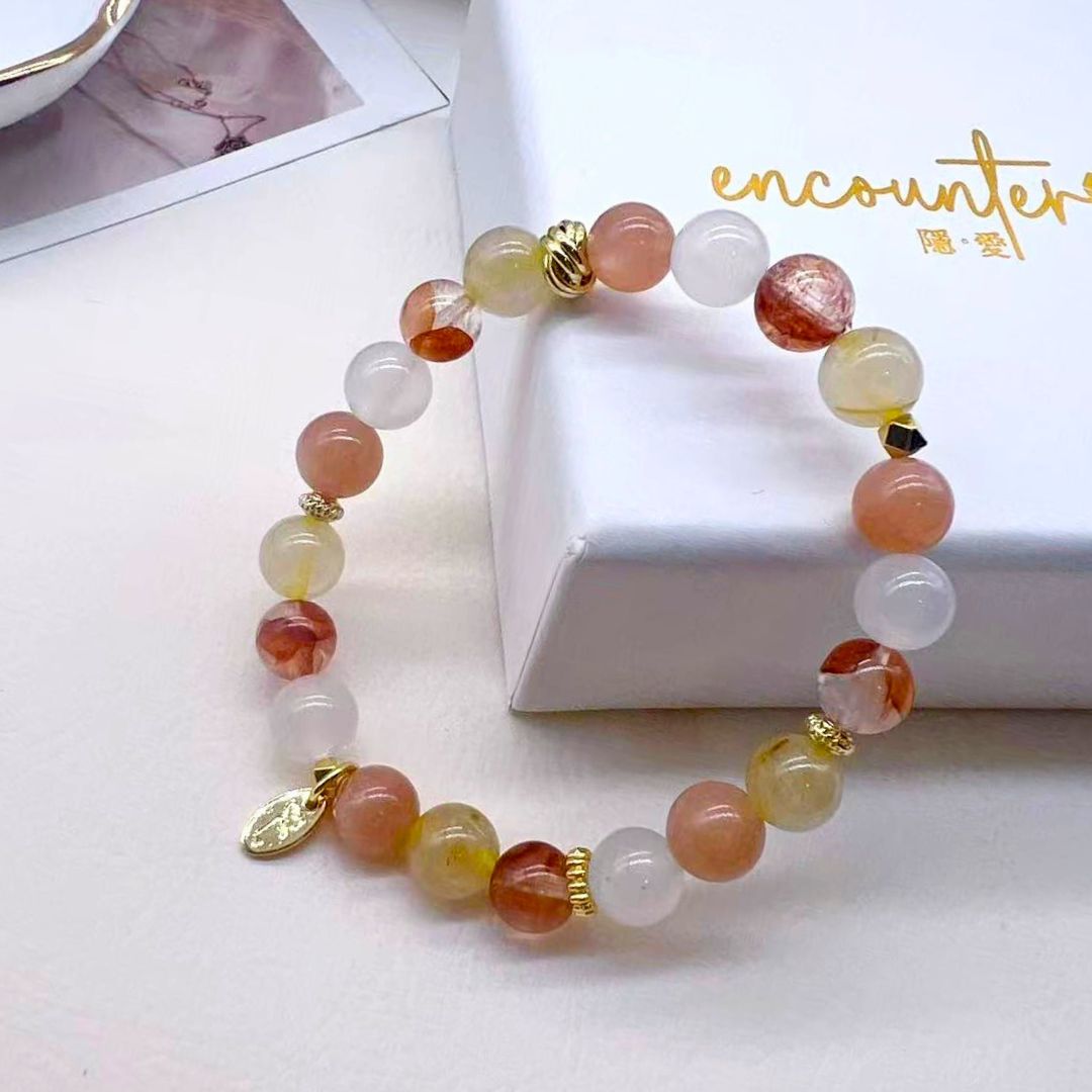 🆕【旭日】紅膠花。金髮晶。太陽石。白瑪瑙