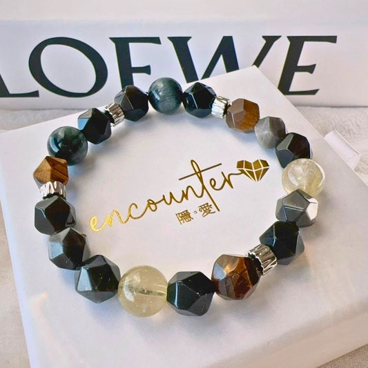 【金鷹|男款】鷹眼石。金髮晶。銀曜石。黃虎眼