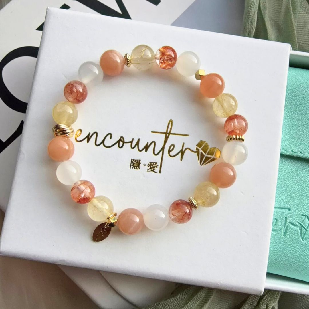 🆕【旭日】紅膠花。金髮晶。太陽石。白瑪瑙