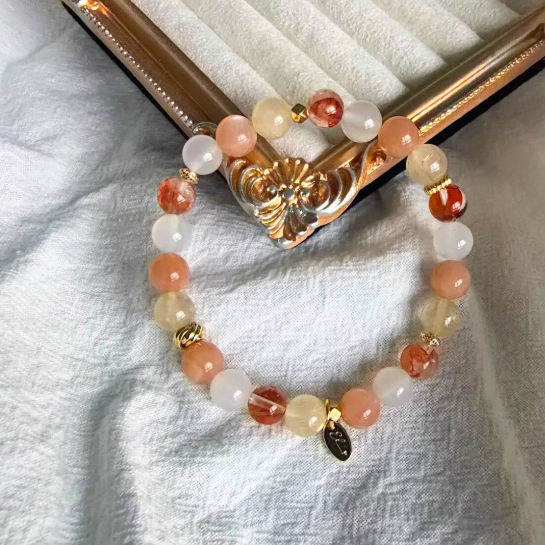 🆕【旭日】紅膠花。金髮晶。太陽石。白瑪瑙