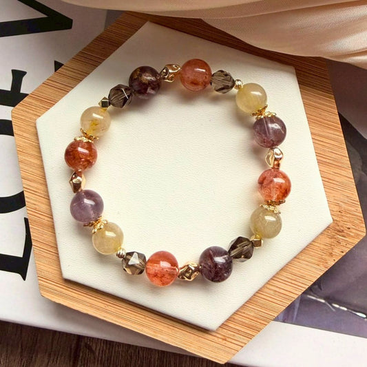 🆕【紫色風華】金髮晶。紅膠花。紫幽靈。切面茶晶（預購約5/4出貨）