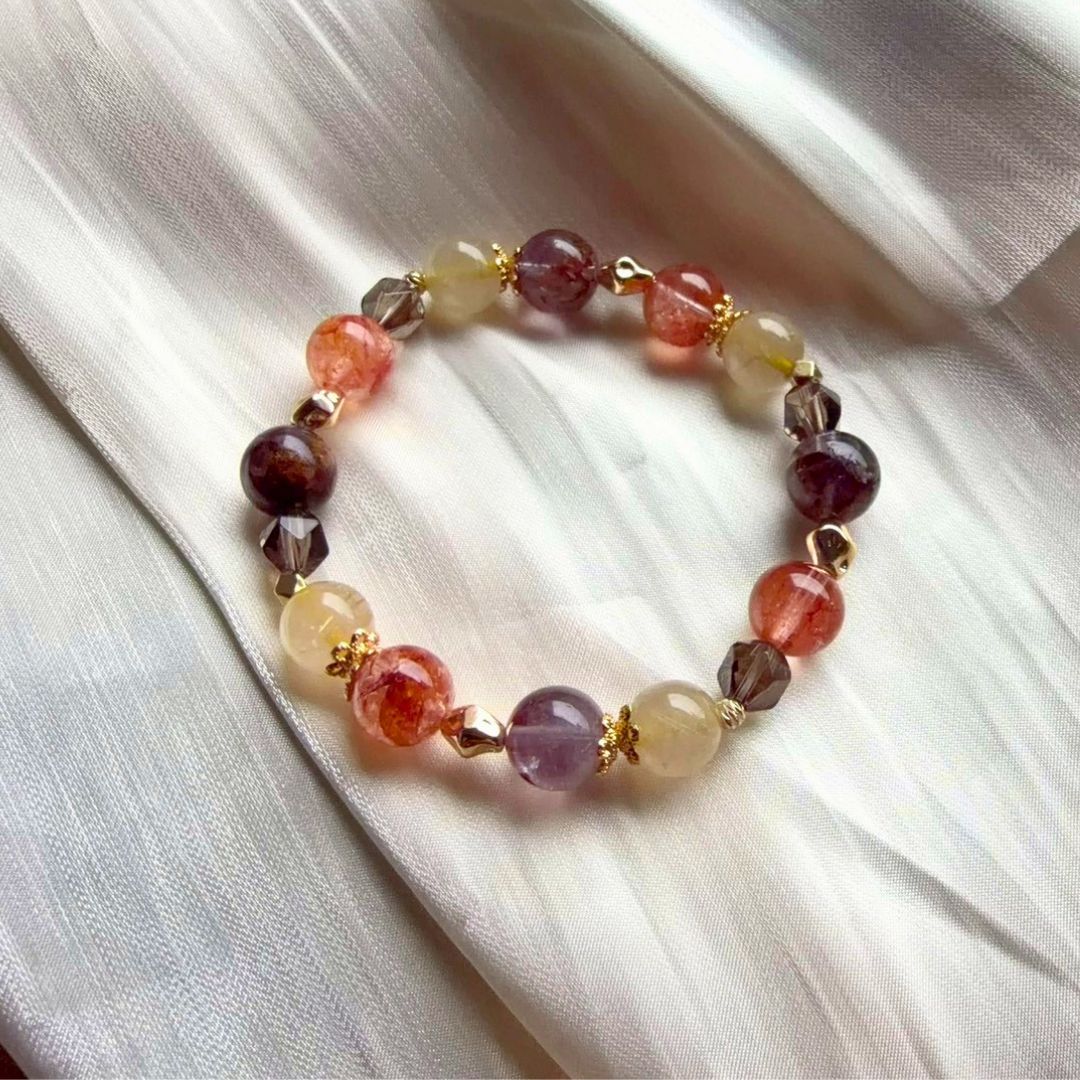 🆕【紫色風華】金髮晶。紅膠花。紫幽靈。切面茶晶