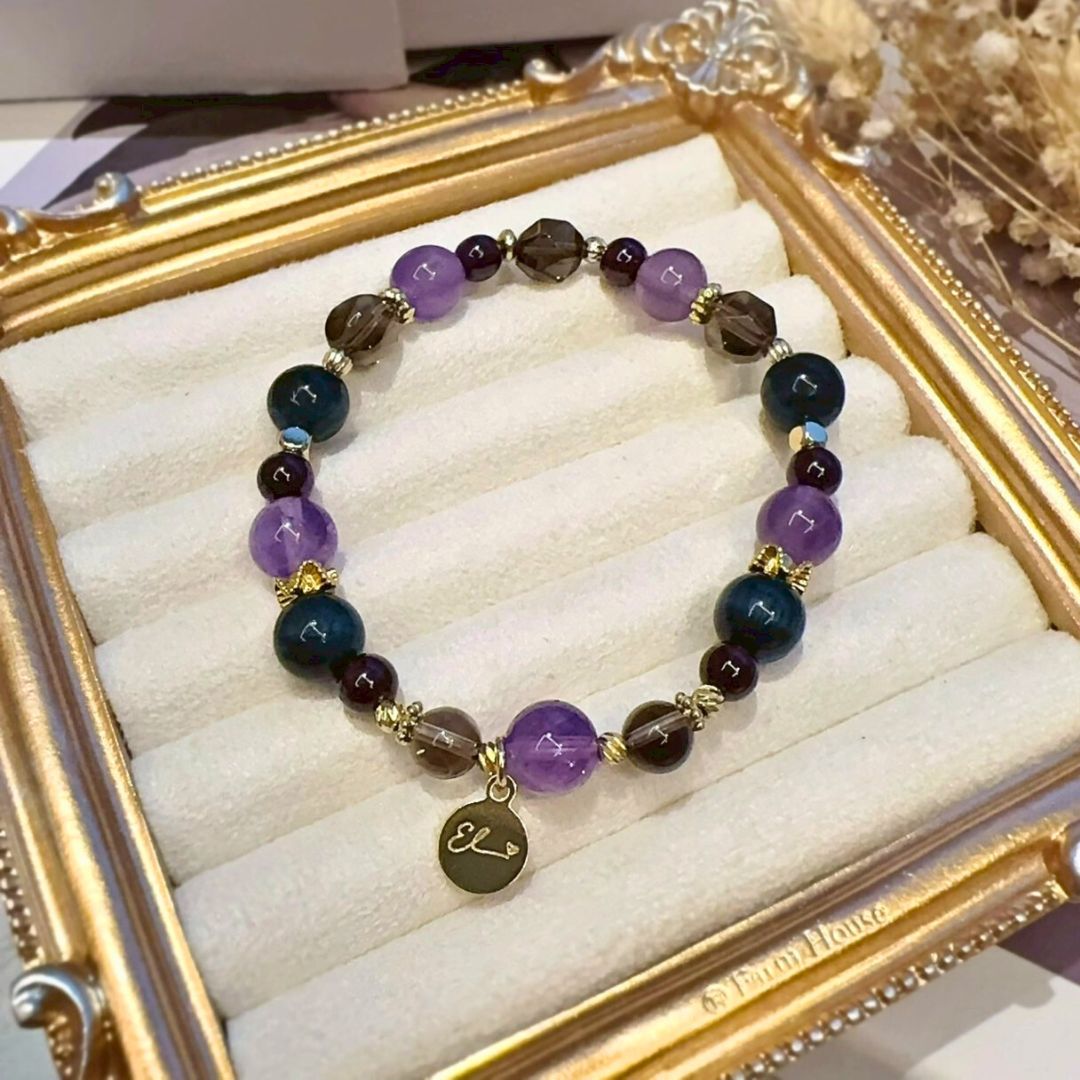 🆕【夜絲絨】墨藍虎眼、紫水晶、茶晶、紅石榴石