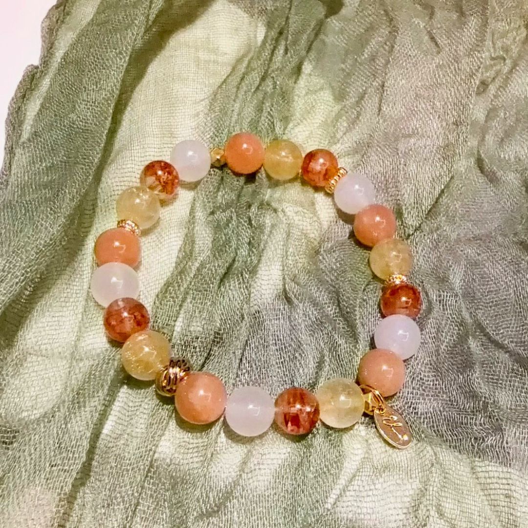 🆕【旭日】紅膠花。金髮晶。太陽石。白瑪瑙